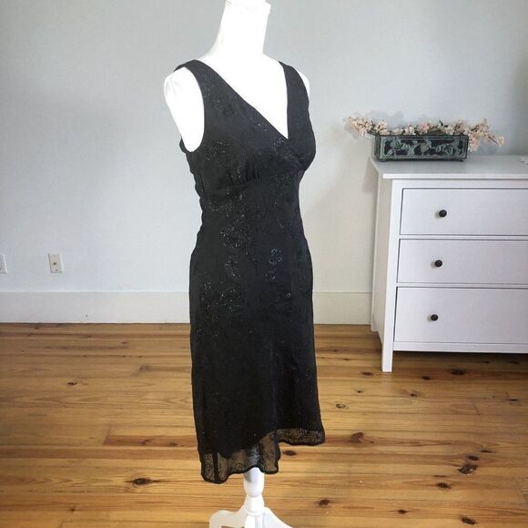 New Faith Love Passion Dress 9 Black Sparkle Surplice Sleeveless Sheath Cocktail - Picture 3 of 12